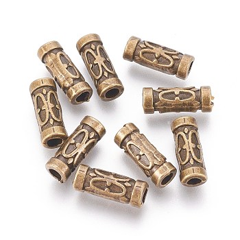 Tibetan Style Beads, Zinc Alloy Beads, Antique Bronze Color, Tube, Lead Free & Nickel Free & Cadmium Free, 13x5mm, Hole: 2.5mm