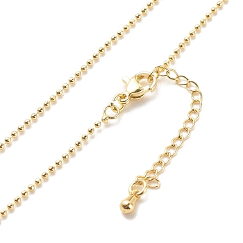 Brass Ball Chains Necklace for Women, Cadmium Free & Lead Free, Real 18K Gold Plated, 17.52 inch(44.5cm)