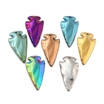 Electroplated Synthetic Non-Magnetic Hematite Pendants, Arrowhead Charms, Mixed Color, 45x24x8mm, Hole: 1.9mm