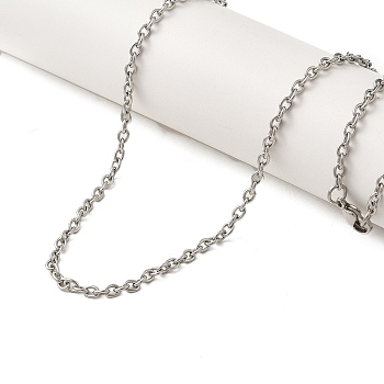 202 Stainless Steel Cable Chain Necklaces, Stainless Steel Color, 23.46 inch(59.6cm)