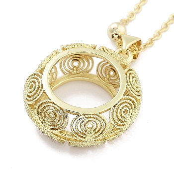 Brass Pendants Necklace, Hollow Theme, Ring, 17.76 inch(451mm)