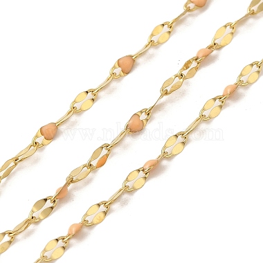 Coral Stainless Steel+Enamel Dapped Chains Chain