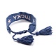Word Lucky Polycotton(Polyester Cotton) Braided Bracelet with Tassel Charm(BJEW-F429-08)-3