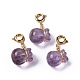 Natural Amethyst Money Bag Spring Ring Clasp Charms(HJEW-P014-06G)-1