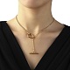Ion Plating(IP) 304 Stainless Steel Lariat Necklaces for Women(NJEW-K259-06G)-4