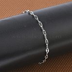304 Stainless Steel Dapped Chains Bracelets for Women, Stainless Steel Color, 6.54 inch(16.6cm), link: 7.5x4x0.8mm(BJEW-D466-08A-P)