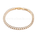 Brass Pave Clear Cubic Zirconia Horse Eye Link Bracelets, Nickle Free, Long-Lasting Plated, Golden, 7-1/8 inch(18cm)(BJEW-B094-03B-G)