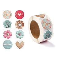 3D Flower & Heart Pattern Roll Stickers, Self-Adhesive Paper Gift Tag Stickers, for Party, Decorative Presents, Mixed Color, 6.3x2.85cm(DIY-B031-05)