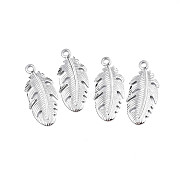 304 Stainless Steel Pendants, Leaf, Stainless Steel Color, 35.5x15.5x2.5mm, Hole: 2.5mm(STAS-T063-191P)