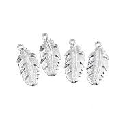 Non-Tarnish 304 Stainless Steel Pendants, Leaf, Stainless Steel Color, 35.5x15.5x2.5mm, Hole: 2.5mm(STAS-T063-191P)