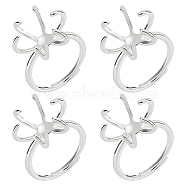 4Pcs Adjustable Brass Finger Rings Components, 6 Prong Ring Settings, Silver, US Size 6(16.5mm), Tray: 12x15mm(KK-NB0003-08)