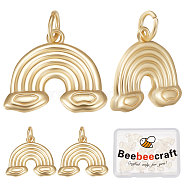 10Pcs Rack Plating Brass Pendants, Long-Lasting Plated, with Jump Rings, Lead Free & Cadmium Free, Rainbow with Cloud, Real 18K Gold Plated, 14x16.5x2.5mm, Hole: 3mm(KK-BBC0005-62)