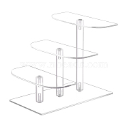 3-Tier Acrylic Action Figure Display Riser Stands, Half Round Tiered Organizer Holder for Doll, Toys, Minifigures, Jewelry Display, Clear, Finish Product:18.1x14.8x14.6cm(ODIS-WH0026-30)