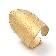 304 Stainless Steel Open Cuff Ring, Wide Band Ring for Women, Golden, Inner Diameter: 18mm(RJEW-Z015-03G)