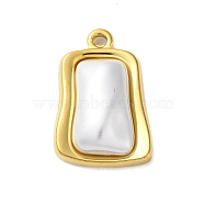 304 Stainless Steel with Synthetic Pearl Pendants, Trapezoid Charms, Golden, 22x15x6mm, Hole: 1.6mm(STAS-G338-03G)