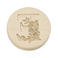 Golden Plated Round Shaped Wax Seal Brass Stamp Head, for Wax Seal Stamp, Letter Pattern, Letter E, 25.5x14mm, Hole: 7.5mm(STAM-S001-01G-05)