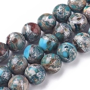 Synthetic Silver Line Imperial Jasper Beads Strands, Dyed, Round, Sky Blue, 8~8.5mm, Hole: 0.8~1.2mm, about 49 pcs/Strand, 15.94 inch(40.5 cm)(G-D0006-C09-8mm-03)