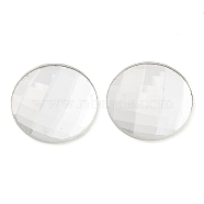 Glass Cabochons, Flat Back & Back Plated, Faceted, Half Round, Clear, 30x4.5mm(GLAA-D016-07)