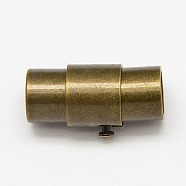 Brass Locking Tube Magnetic Clasps, Column, Antique Bronze, 18x10mm, Hole: 8mm(X-KK-Q089-AB)