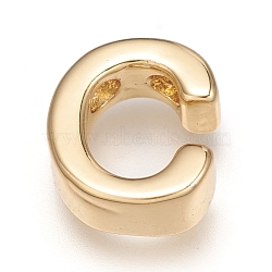Brass Charms, Long-Lasting Plated, Real 18K Gold Plated, Letter.C, C: 9x7.5x3mm, Hole: 1.5mm(X-ZIRC-I037-01C-G)