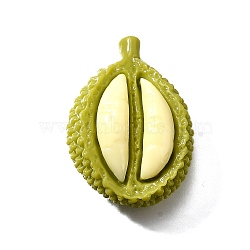 Cute Mini Cartoon Fruit Series Opaque Resin Decoden Cabochons, Durian, 27x20x9.5mm(CRES-S370-02B)