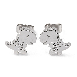 Non-Tarnish 304 Stainless Steel Stud Earrings, Dinosaur, Stainless Steel Color, 11.5x8.5mm(EJEW-B022-06P)