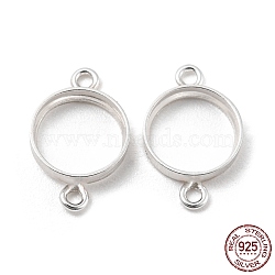 Rack Plating 925 Sterling Silver Cabochon Connector Settings, Open Back Settings, Round Rivoli Settings, Silver, Tray: 6mm, 10.5x6.5x1.3mm, Hole: 0.8mm(STER-NH0001-41B-S)