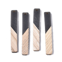 Resin & Wood Big Pendants, Two Tone, Rectangle, Gray, 52x7.5x3.5mm, Hole: 2mm(RESI-T035-19-A01)