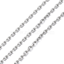 304 Stainless Steel Cable Chains, Soldered, Stainless Steel Color, 5x3.5x1mm(CHS-M009-12P-02)