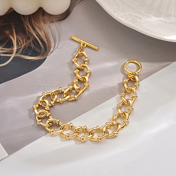 Classic Brass Cuban Link Chain Bracelets for Women, Golden, Inner Diameter: 7-1/4 inch(18.5cm)(DL2887-1)