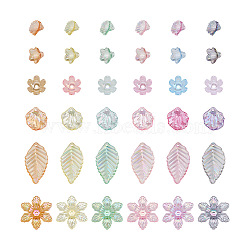 300Pcs 6 Style Transparent Acrylic Bead Caps, AB Color, Mixed Shapes, Mixed Color, 50pcs/style, 300pcs/box(TACR-CD0001-03)