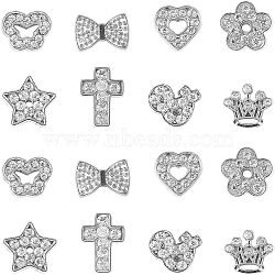 26Pcs 26 Style Alloy Rhinestone Slide Charms, Alphabet, Letter A~Z, Mixed Color, 12mm(FIND-NB0001-64)