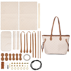 DIY Imitation Leather Sew on Women's Tote Bag Making Kit, including Fabric, Cord, Needle, Screwdriver, Thread, Zipper, PapayaWhip(DIY-WH0399-47B)