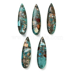 Dyed Synthetic Imperial Jasper Pendants, Teardrop Charms, Dark Turquoise, 34.5~35x9.5~10x5mm, Hole: 1.4mm(GG-CBAA20A-08C)