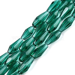 Transparent Glass Beads Strands, Faceted, Teardrop, Light Sea Green, 9~10x4mm, Hole: 1mm, about 70~72pcs/Strand, 63~67cm(GLAA-T009-004A)