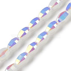 Electroplate Glass Beads Strands, AB Color Plated, Faceted, Oval, Clear AB, 9.5x5.5mm, Hole: 1.2mm, about 60pcs/strand, 22.05''(56cm)(GLAA-Q101-03A-AB07)