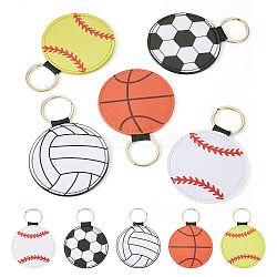 5 Styles Sport Theme PU Leather Keychain, with Iron Ring, Ball, Mixed Shapes, 11.7cm, 1pc/style(SJEW-TA0001-06)
