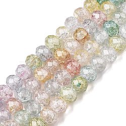 Transparent Glass Beads Strands, Faceted(32 Facets), Rondelle<P>Please Note: Because these beads are made in different batches, the color could be slightly different from one batch of beads to the next, Colorful, 10x7.5mm, Hole: 1.4mm, about 65pcs/strand, 19.49''(49.5cm)(GLAA-T023-10mm-A07)