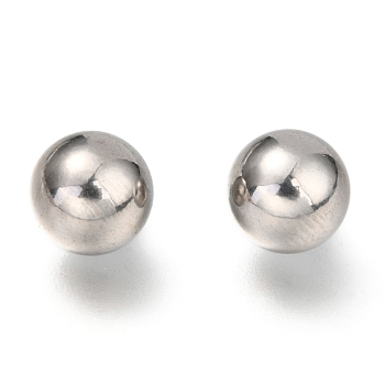 304 Stainless Steel Beads, No Hole/Undrilled, Solid Round, Stainless Steel Color, 9mm