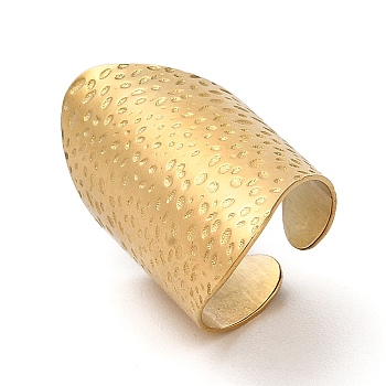 304 Stainless Steel Open Cuff Ring, Wide Band Ring for Women, Golden, Inner Diameter: 18mm