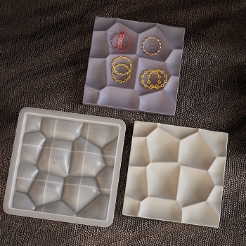 DIY Silicone Storage Molds, Resin Casting Molds, For UV Resin, Epoxy Resin Craft Making, Square, White, 162x163x20.5mm