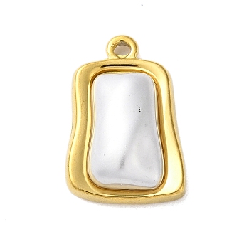 304 Stainless Steel with Synthetic Pearl Pendants, Trapezoid Charms, Golden, 22x15x6mm, Hole: 1.6mm