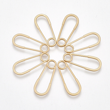 Smooth Surface Alloy Pendants, Safety Pin, Matte Gold Color, 32x12.5x1.5mm, Hole: 5mm
