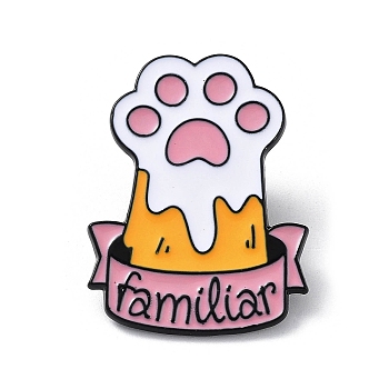 Kawaii Cute Pink Cat's Claw Pet Theme Enamel Pins, Black Alloy Badge for Women, Paw Print, 30x23x1mm
