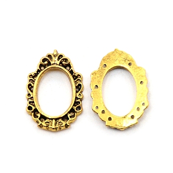 Alloy Nail Alloy Photo Frame Design, 3D Retro Hollow Nail Art Decoration Patch, Oval, Antique Golden, 14.5x9.5x1.5mm