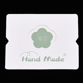 Paper Foldable Header Cards, Flower Printed Packaging Paper Card with Hanging Hole, Rectangle, Dark Sea Green, 5x6.2x0.04cm