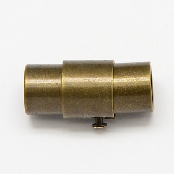 Brass Locking Tube Magnetic Clasps, Column, Antique Bronze, 18x10mm, Hole: 8mm