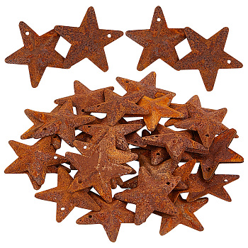 Rust Iron Pendants, Star, Sienna, 25.4mm