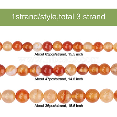 yilisi 3 brins 3 tailles brins de perles de cornaline naturelle(G-YS0001-08)-4