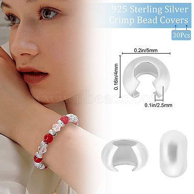 30Pcs 925 Sterling Silver Crimp Bead Cover(STER-BBC0001-31)-2